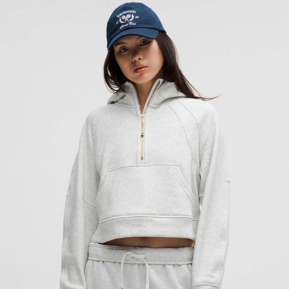 lululemon Gray Half-Zip Hoodie with Gold Accents M/Lg